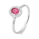 Anillo de oro blanco de 18 Kt con espinela de 0,27 ct y diamantes de 0,07 ct
