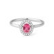 Anillo de oro blanco de 18 Kt con espinela de 0,27 ct y diamantes de 0,07 ct