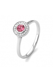 Anillo de oro blanco de 18 Kt con espinela de 0,30 ct y diamantes de 0,07 ct