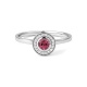 Anillo de oro blanco de 18 Kt con espinela de 0,30 ct y diamantes de 0,07 ct