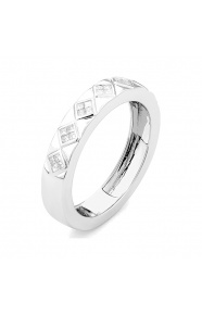 Anillo de oro blanco de 18 Kt con diamantes talla princesa de 0,21 ct
