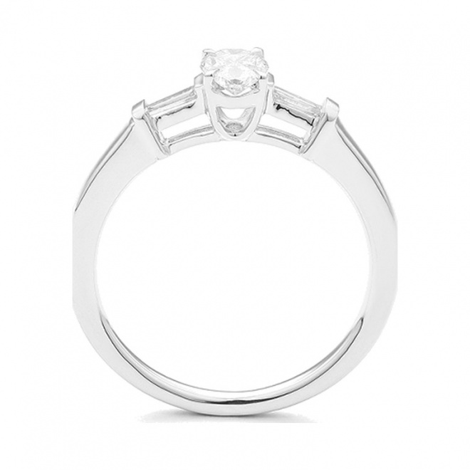 Anillo Tresillo de oro blanco de 18 Kt con diamantes de 0,36 ct