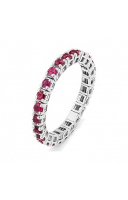 Anillo Alianza de oro blanco de 18 Kt con rubí de 1,05 ct