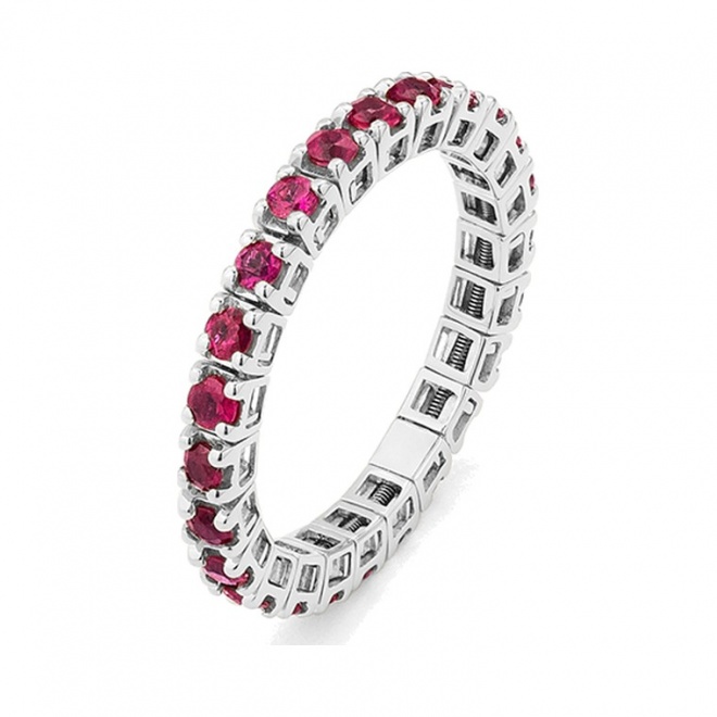 Anillo Alianza de oro blanco de 18 Kt con rubí de 1,05 ct