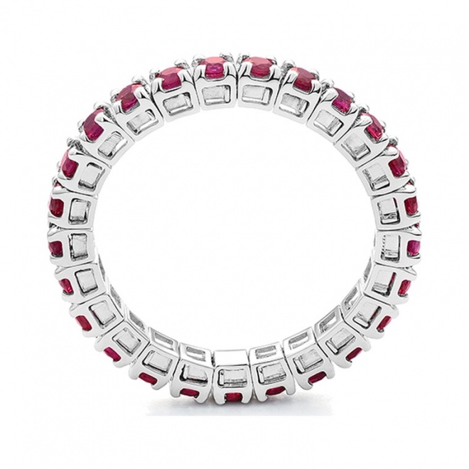 Anillo Alianza de oro blanco de 18 Kt con rubí de 1,05 ct