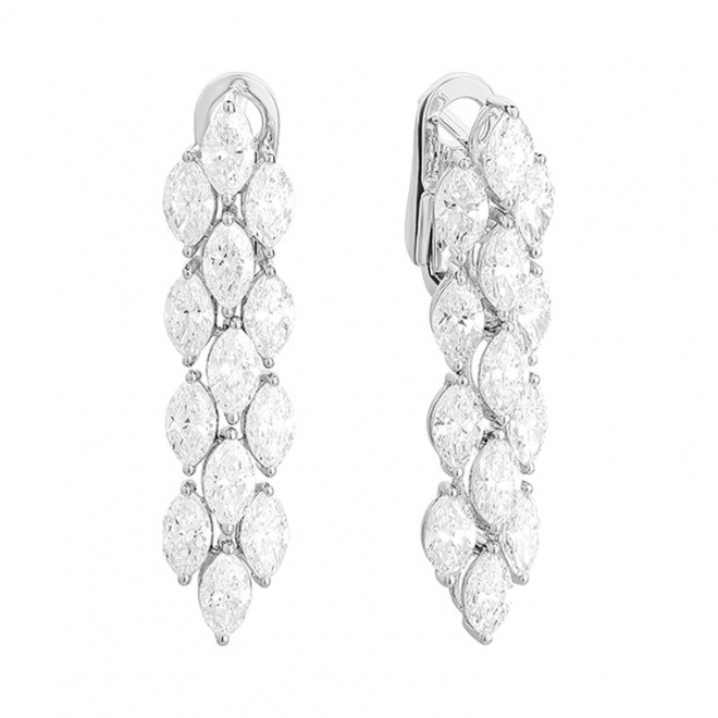 Pendientes Largos de oro blanco de 18 Kt con diamantes talla marquesa de 4,95 ct