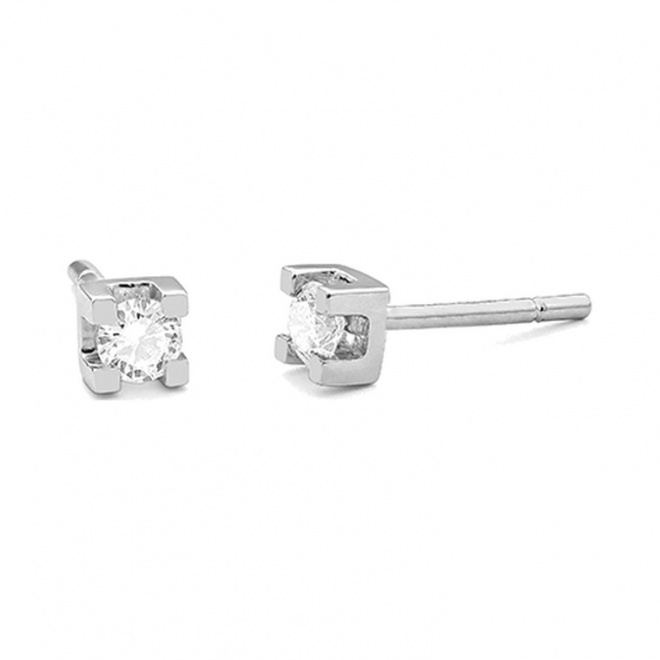 Pendientes Dormilonas de oro blanco de 18 Kt con diamantes de 0,30 ct