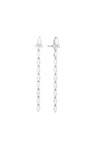 Pendientes Largos de oro blanco de 18 Kt con diamantes talla marquesa de 2,22 ct