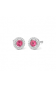 Pendientes de oro blanco de 18 Kt con espinela de 0,55 ct y diamantes de 0,12 ct