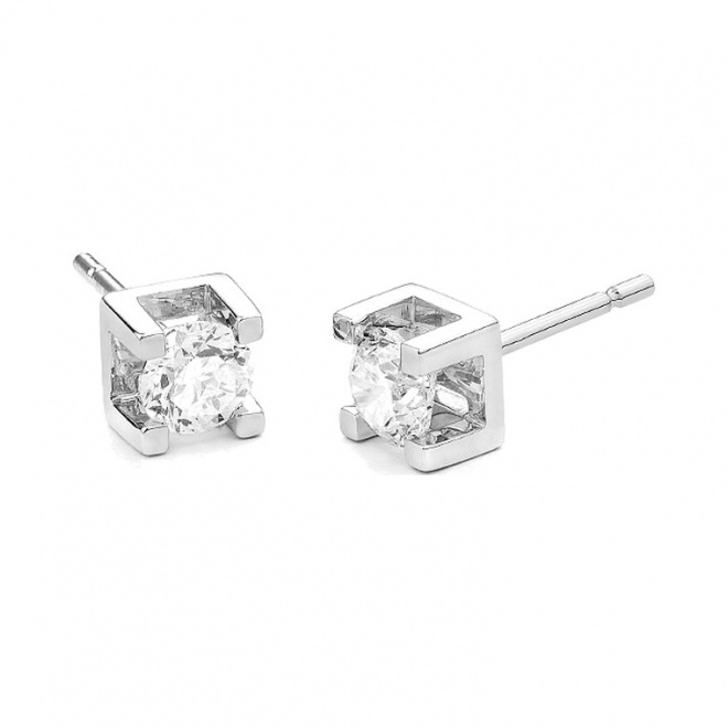 Pendientes Dormilonas de oro blanco de 18 Kt con diamantes de 1,06 ct