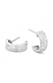 Pendientes Medias criollas de oro blanco de 18 Kt con diamantes talla princesa de 0,55 ct