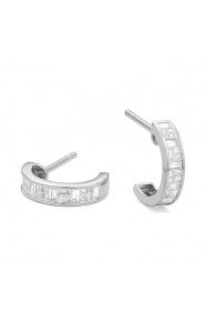 Pendientes Medias criollas de oro blanco de 18 Kt con diamantes talla baguette de 0,55 ct