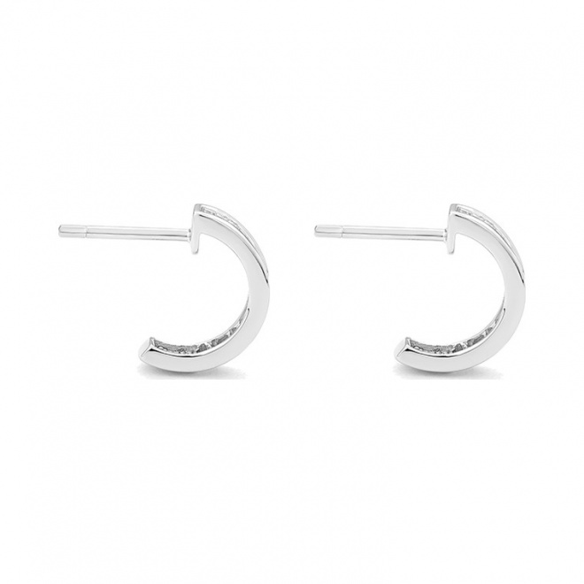 Pendientes Medias criollas de oro blanco de 18 Kt con diamantes talla baguette de 0,55 ct