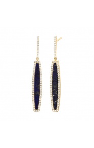 Pendientes Largos de oro amarillo de 18 Kt con lapislázuli de 2,49 ct y diamantes de 0,36 ct
