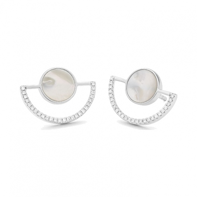 Pendientes de oro blanco de 18 Kt con madreperla de 1,69 ct y diamantes de 0,14 ct