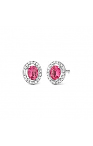 Pendientes de oro blanco de 18 Kt con espinela de 0,67 ct y diamantes de 0,14 ct
