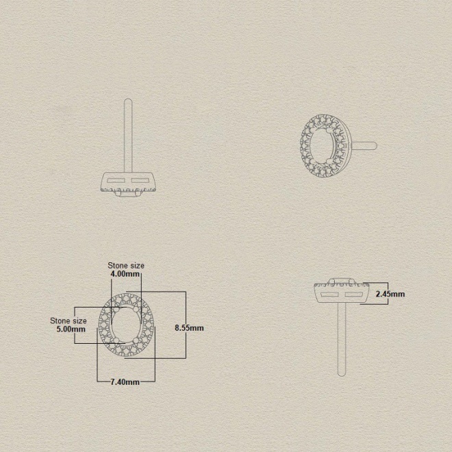Pendientes de oro blanco de 18 Kt con espinela de 0,67 ct y diamantes de 0,14 ct