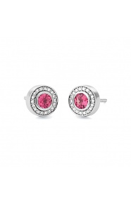 Pendientes de oro blanco de 18 Kt con espinela de 0,54 ct y diamantes de 0,12 ct