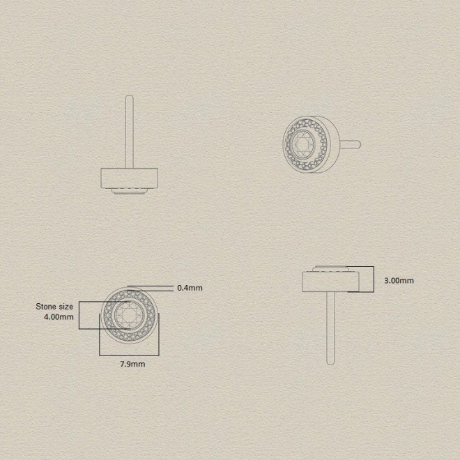 Pendientes de oro blanco de 18 Kt con espinela de 0,54 ct y diamantes de 0,12 ct