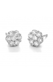 Pendientes Dormilonas de oro blanco de 18 Kt con diamantes de 1,50 ct