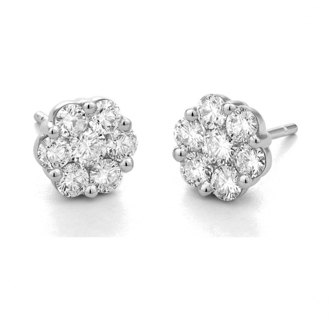 Pendientes Dormilonas de oro blanco de 18 Kt con diamantes de 1,50 ct