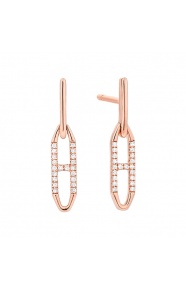 Pendientes Largos de oro rosa de 18 Kt con diamantes de 0,09 ct