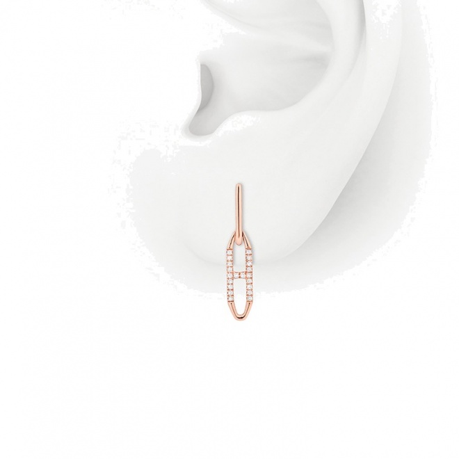 Pendientes Largos de oro rosa de 18 Kt con diamantes de 0,09 ct