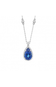 Colgante de oro blanco de 18 Kt con zafiro azul de 3,52 ct y diamantes de 0,36 ct