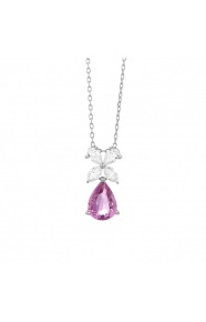 Colgante de oro blanco de 18 Kt con zafiro rosa de 1,30 ct y diamantes de 0,42 ct