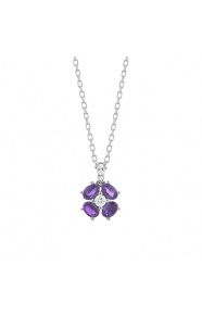 Colgante de oro blanco de 18 Kt con amatista de 0,23 ct y diamantes de 0,04 ct