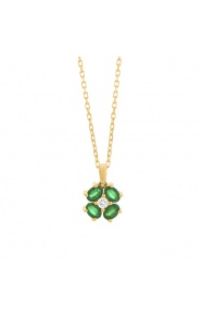 Colgante de oro amarillo de 18 Kt con esmeralda de 0,23 ct y diamante de 0,03 ct