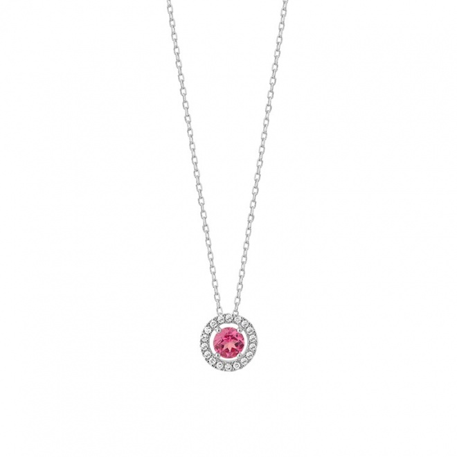 Colgante de oro blanco de 18 Kt con espinela de 0,30 ct y diamantes de 0,07 ct