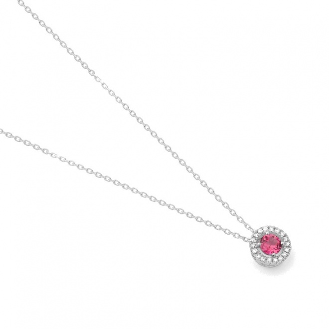 Colgante de oro blanco de 18 Kt con espinela de 0,30 ct y diamantes de 0,07 ct