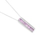 Colgante Largo de oro blanco de 18 Kt con zafiro rosa de 1,10 ct y diamantes de 0,14 ct