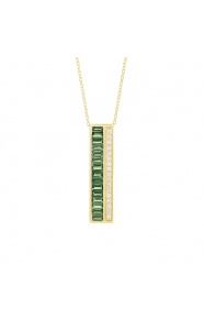 Colgante Largo de oro amarillo de 18 Kt con tsavorita de 1,00 ct y diamantes de 0,14 ct