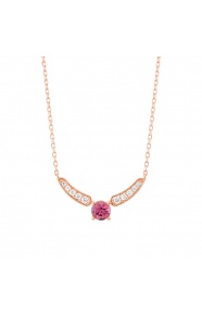 Colgante de oro rosa de 18 Kt con espinela de 0,29 ct y diamantes de 0,10 ct