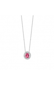 Colgante de oro blanco de 18 Kt con espinela de 0,35 ct y diamantes de 0,07 ct