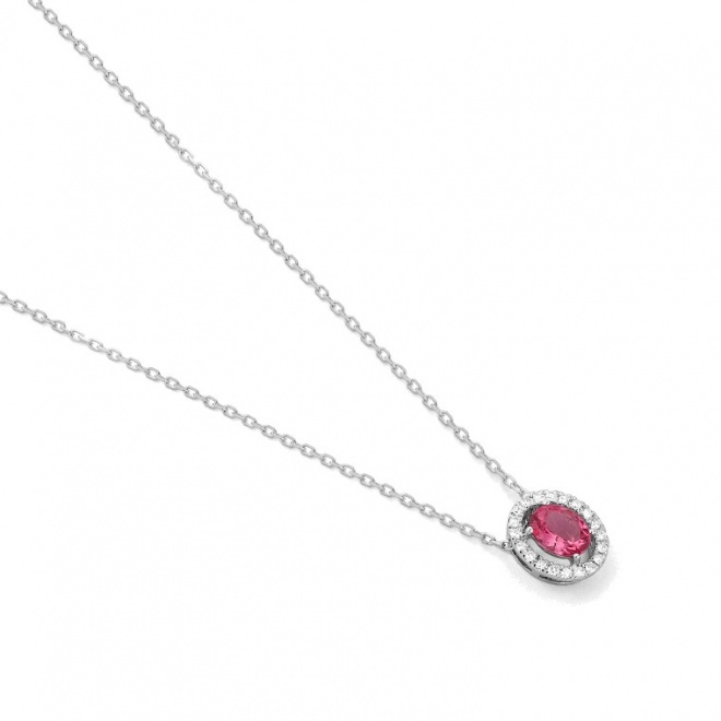 Colgante de oro blanco de 18 Kt con espinela de 0,35 ct y diamantes de 0,07 ct