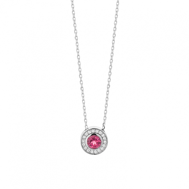Colgante de oro blanco de 18 Kt con espinela de 0,30 ct y diamantes de 0,07 ct