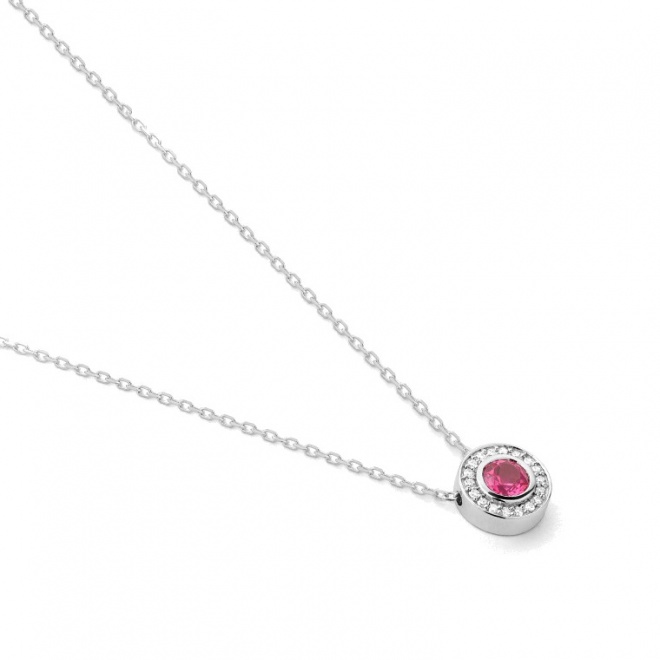 Colgante de oro blanco de 18 Kt con espinela de 0,30 ct y diamantes de 0,07 ct