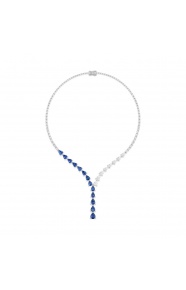 Collar de oro blanco de 18 Kt con zafiro azules de 18,40 ct y diamantes de 13,51 ct