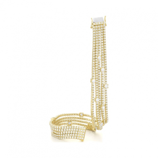 Pulsera Rivière de oro amarillo de 18 Kt con diamantes de 8,00 ct