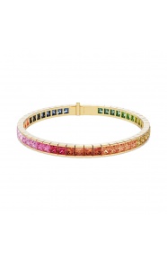 Pulsera Rivière de oro amarillo de 18 Kt con zafiro de 10,40 ct