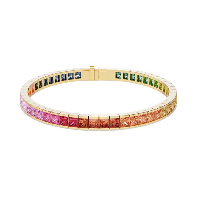 Pulsera Rivière de oro amarillo de 18 Kt con zafiro de 10,40 ct