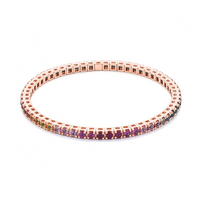 Pulsera Elástica de oro rosa de 18 Kt con zafiro de 9,10 ct