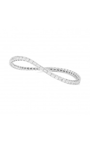 Pulsera Elástica de oro blanco de 18 Kt con diamantes talla baguette de 2,55 ct