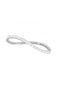 Pulsera Elástica de oro blanco de 18 Kt con diamantes talla baguette de 3,30 ct