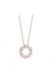 Colgante de oro rosa de 18 Kt con diamantes talla baguette de 0,30 ct