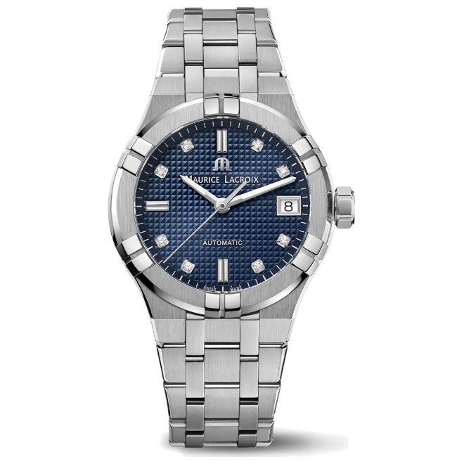 Maurice Lacroix Aikon Automatic Date ∅35 mm - 20 ATM, Esfera azul, brazalete de acero inoxidable
