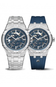 Maurice Lacroix Aikon Automatic Skeleton ∅42 mm - 20 ATM, brazalete de acero inoxidable azul